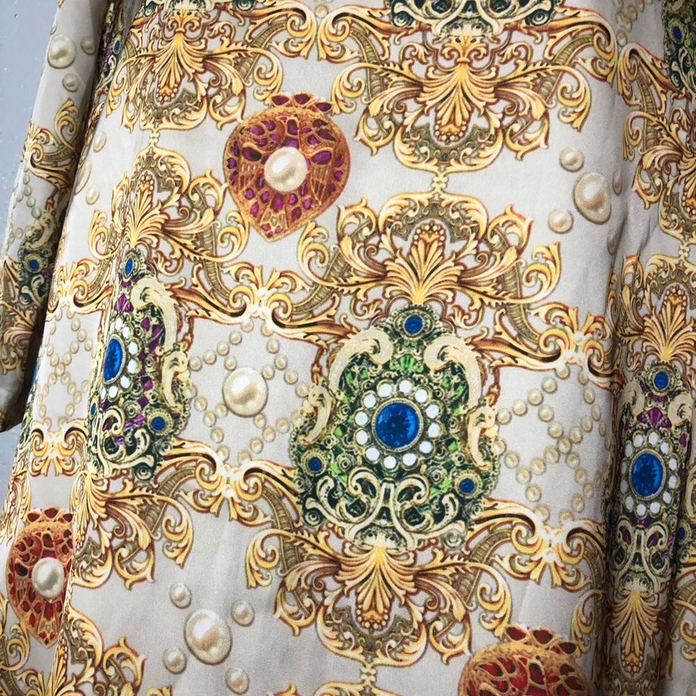 TRAFFIC PEOPLE gold bejeweled jewel print Dress M - Picture 5 of 14